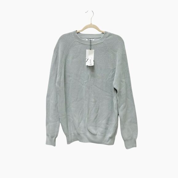 NWT Zara Knit Crew Neck Sweater Light Blue‎ Men’s Size XL - Picture 2 of 8